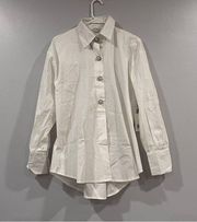 Jason Wu Pearl Button Cotton Poplin White Shirt Small S