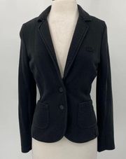 Lacoste Knit Blazer Fitted Cotton Button Front Collared Black Womens size 44 L