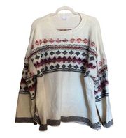 Time & Tru  Womens Size XXL 20 Multicolor Fair Isle Chunky Pullover Sweater