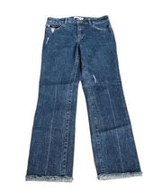 DL1961 Mara Straight Mid Rise Instasculpt Distressed Ankle Jeans Blue Size 27