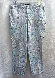 Charter Club Jean Shop Women’s Paisley Print Capri Pants Size 10 Pastel Colors