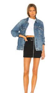 Free People Ramona Denim Trucker Oversized Distressed Jacket Size S