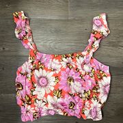 Lily Rose Floral Ruffle Boho Crop Top Junior’s Large