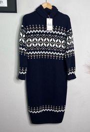 NEW Barbour Dress Patrisse Turtleneck Knit Midi Sweater Dress Navy Blue Size 4