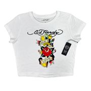 x Christian Audigier True To My Love Cropped Baby Tee