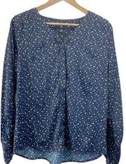 J Jason Wu Womens XXS Polka Dot Blouse Top V-Neck Blue Purple Career Classic