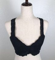 Free People Intimately  black racerback lace bralette S