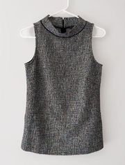 Ann Taylor Women's Black Multicolor Tweed Mock Neck Sleeveless Shell Top Size XS