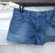 New Women’s Roxy Raw Hem High Rise Denim Jean Shorts