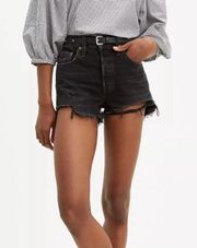 Levi’s 501 shorts high rise original fit size 26 color: Wises up Black.