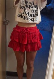 day+moon red mini ruffle skirt