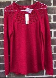 NWT Elle candy apple crochet knit sweater