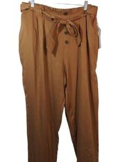 LC Lauren Conrad Belted Twill Tapered Pants Box Brown Size XL