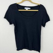Fresh Produce Women's Crinkle Short Sleeve T Shirt Top Black Size M