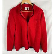 Chico's  Red Quilted Texture Zip Up Jacket Size 3 / XL