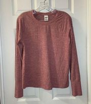 Avia Pink Crew Neck Long Sleeve Active Top Small