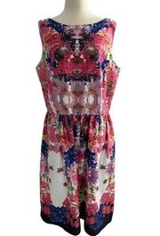 Liz Claiborne Women Size 14 Floral Dress Pink Sleeveless 28-170