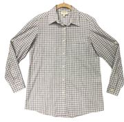 KOCH Womens Size Small Gray White Button Front Top Shirt Gingham Classic Preppy