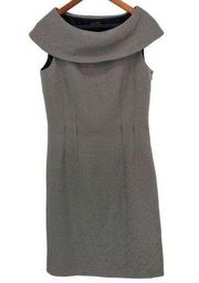 Tahari Arthur Levine Womens Folded Neck Sleeveless Career Sheath Dress