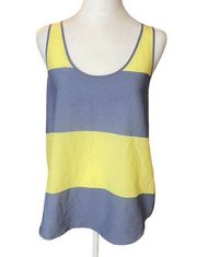French Connection Women's Size 6 Yellow Striped Scoop Neck Tank Top Basic Vest
