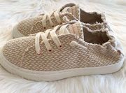 Women’s Woven Casual Slip On Sneaker Size 9.5 NEW Tan Rattan Shoes