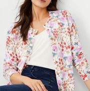 Ann Taylor  RARE Wild Flowers Print White Multi Cardigan Women’s Size M NWT