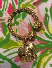 Lilly Pulitzer Key Ring Holder with Elephant charm.