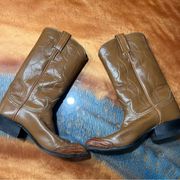 Vintage Tony Lama Leather Cowgirl Boots Carmel Tan