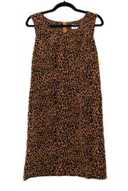 Vintage Kathy  Collection Brown Cheetah Print Shift Dress Size 8