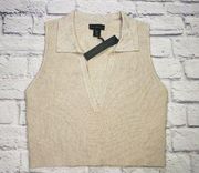 House of Harlow 1960 Womens Size XL Collared V-Neck Beige Ribbed Tank Top