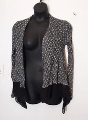 Paper Crane black/white sheer bottom knit cardigan