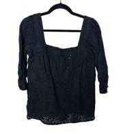 Milly 8 Black Eyelet Blouse