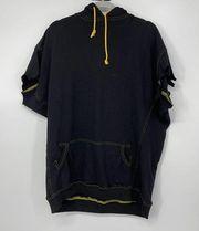 LF BLACK  WITH GOLD ACCENTS SHORT SLEEVE COTTON DRAWSTRING HOODIE SMALL