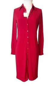 NWT Norma Kamali Timeless button down dress duster red sz XS