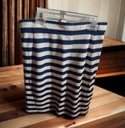 Diane von Furstenburg skirt, size 8, white and navy blue horizontal stripe