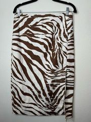 Lafayette 148 New York Animal Print Midi Skirt Brown Zebra Pencil Skirt SIZE 4