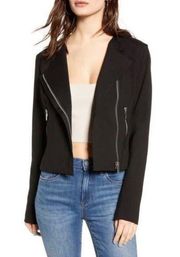 Black Moto Jacket with Silver Zippers