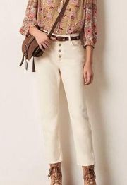 ba&sh Amber High Waisted High Rise Straight Leg Jeans Off White Cream Size 8