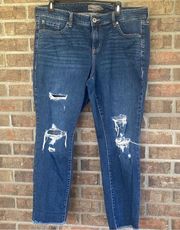 Torrid crop boyfriend medium blue distressed jeans