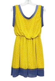 LUSH | Floral Print Chiffon Sleeveless Blouson Mini Dress Yellow Periwinkle Sz S