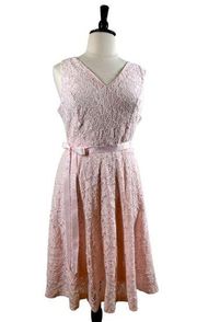 NEW Fit Flare Pink Lace Midi Dress V-neck A-line Women’s Plus 18