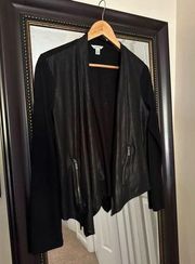 Calvin Klein Faux leather Open Front Cardigan Size Small