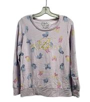 Chaser Bellagio Butterfly Pullover Sweatshirt Sz M, Lavender, Limited Edition