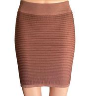 AURA Short Brown Ribbed Activewear Athleisure Mini Skirt ~ Women's Size S/M