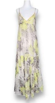 Swoon Women's Floral Spaghetti Strap Faux Wrap V-Neck Maxi Dress Pastel Yellow