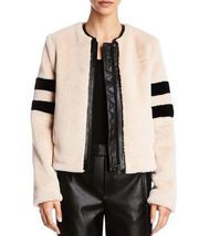 Bailey 44 Faux Leather Trim Fuzzy Bomber - /Beige Multi