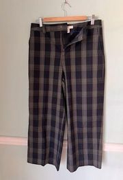 Blue 1901 Navy Plaid  Tartan Tory Wide Leg Pants, sz 10