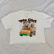 90s Girl Nickelodeon comic print white colorful cropped mini Baby Tee T-Shirt