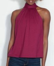 SUSANA MONACO Sleeveless Tie Neck Flare Top in Wild Berry Size Small