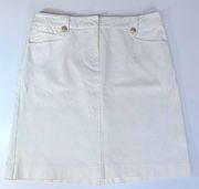 J.McLaughlin White Pencil Skirt with Gold Accents
